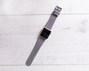 Leder Graues Perforiertes Band für Apple Watch