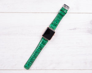 Kroko Muster Leder Grünes Band für Apple Watch