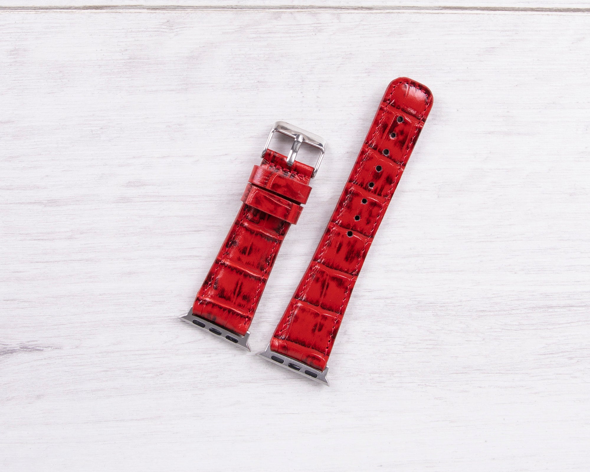 Kroko Muster Leder Rot Band für Apple Watch