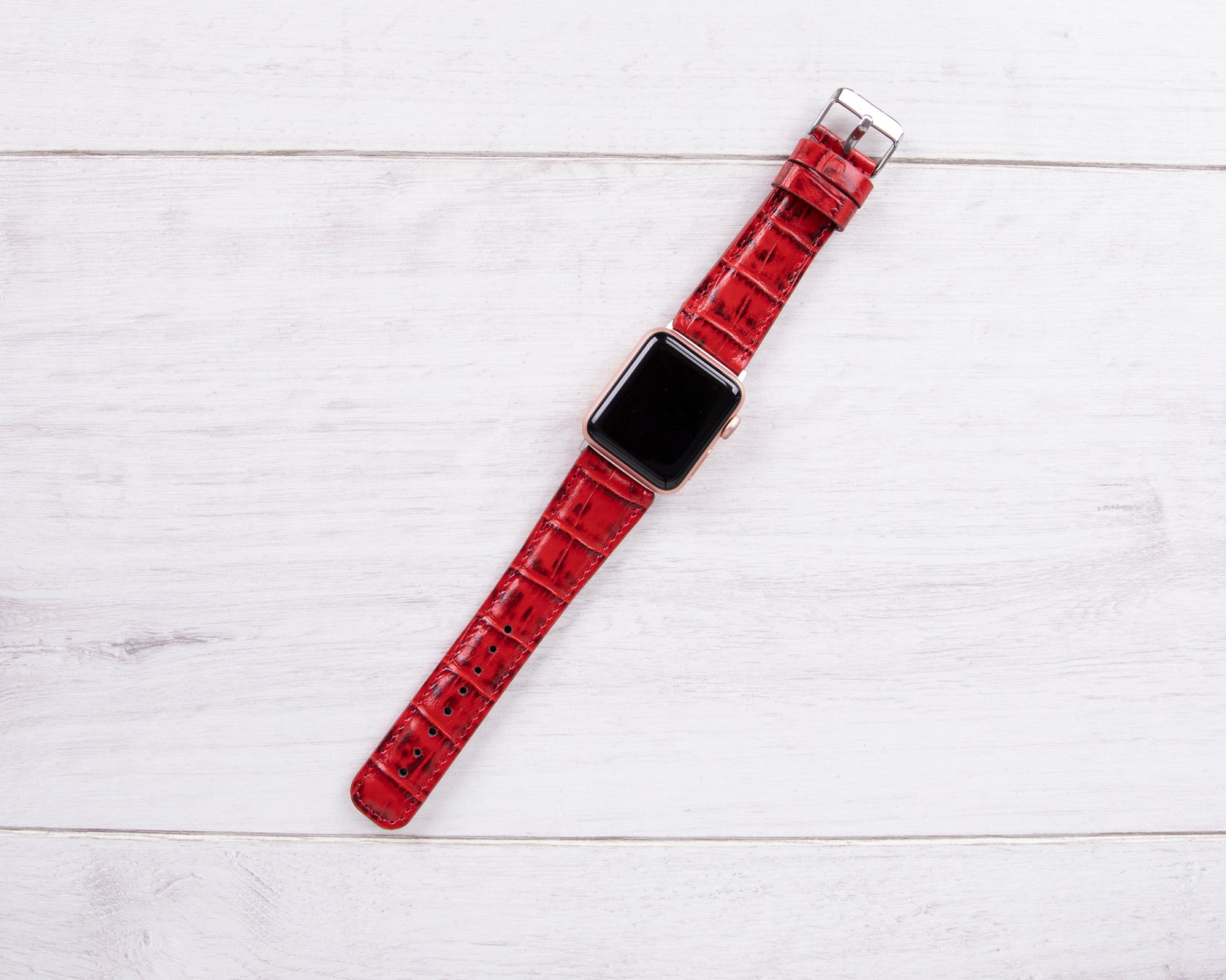 Kroko Muster Leder Rot Band für Apple Watch