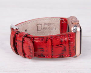 Kroko Muster Leder Rot Band für Apple Watch