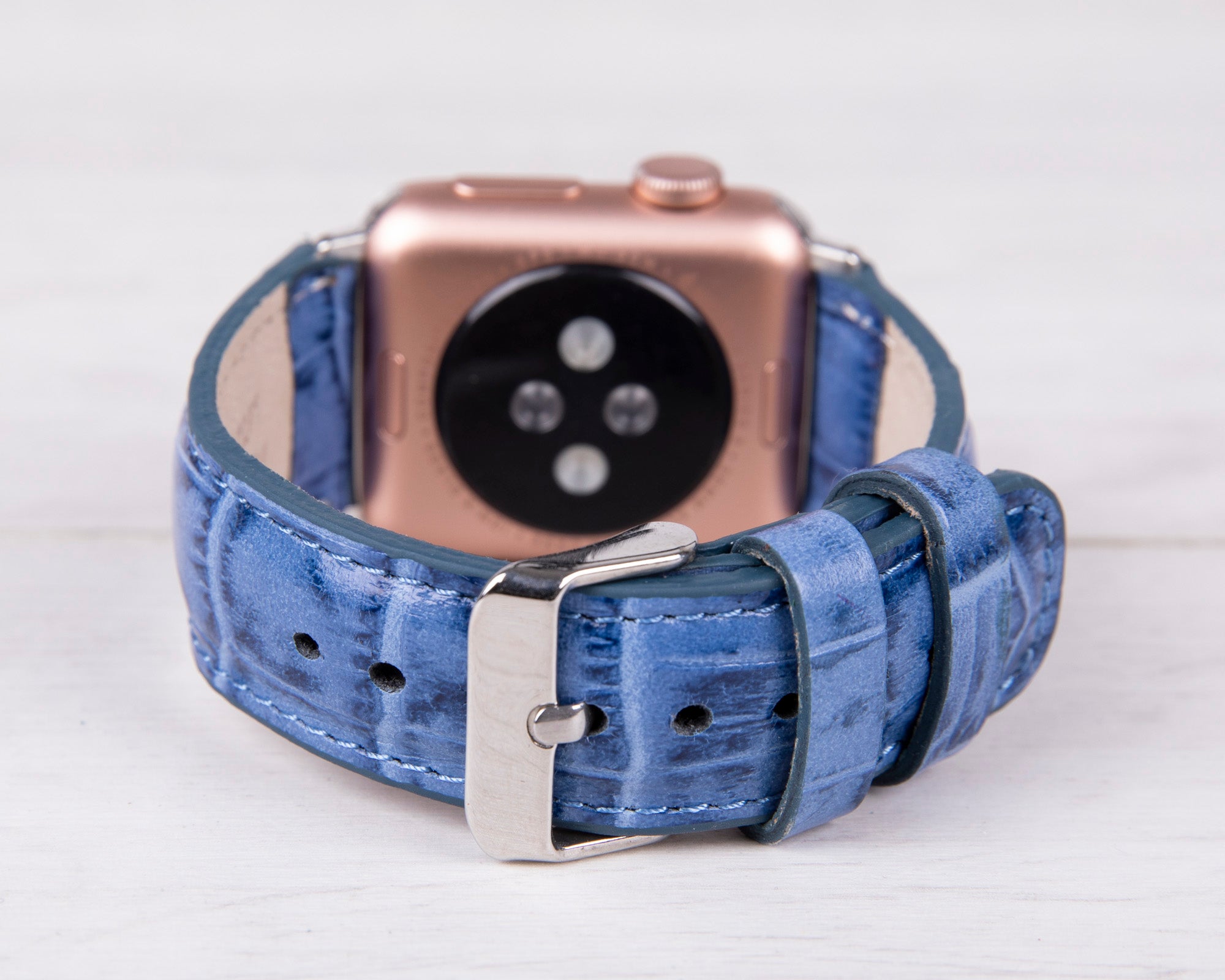 Kroko Muster Leder Blau Band für Apple Watch