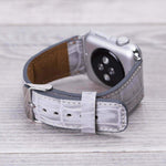 Kroko Muster Leder Weiß Band für Apple Watch