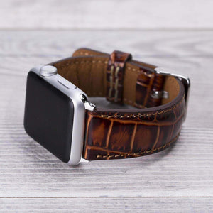 Kroko Muster Leder Braun Band für Apple Watch