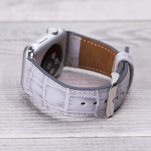 Kroko Muster Leder Weiß Band für Apple Watch