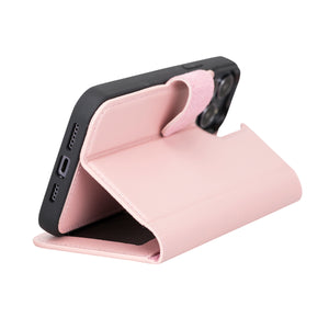 Rosa Magnetische Lederhülle für iPhone 13 Pro Max (6,7 Zoll)