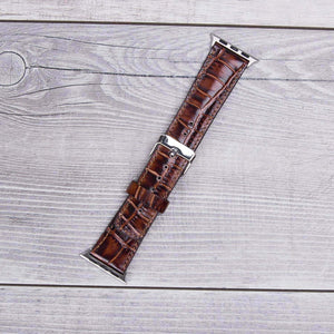 Kroko Muster Leder Braun Band für Apple Watch