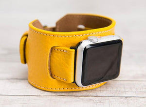 Leder Gelbes "2in1" Band für Apple Watch