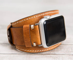 Hellbraunes Lederband "2in1" für Apple Watch